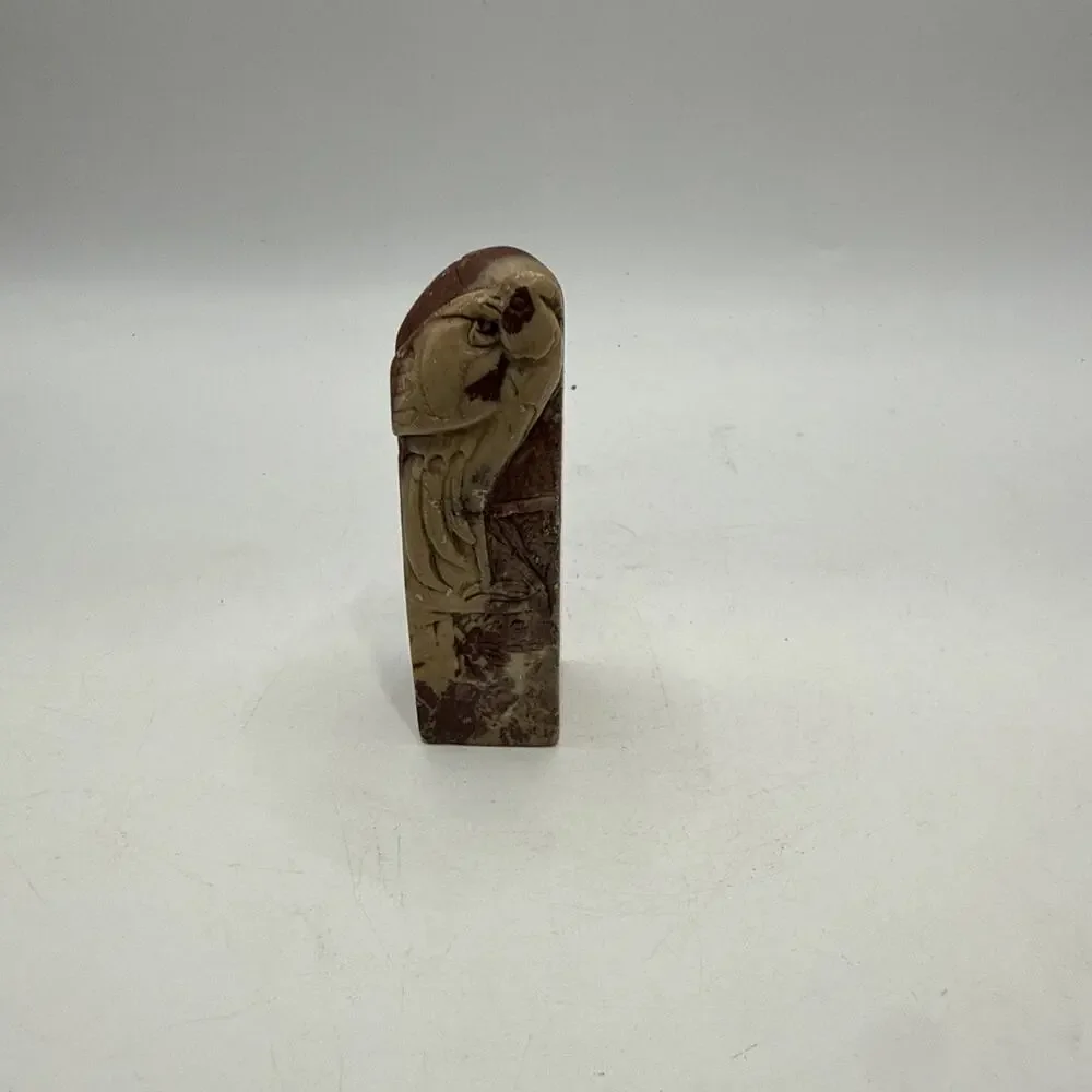 Vintage Chinese Carved Soapstone Bird Seal Chop Stamp Red Seal Script 3” *